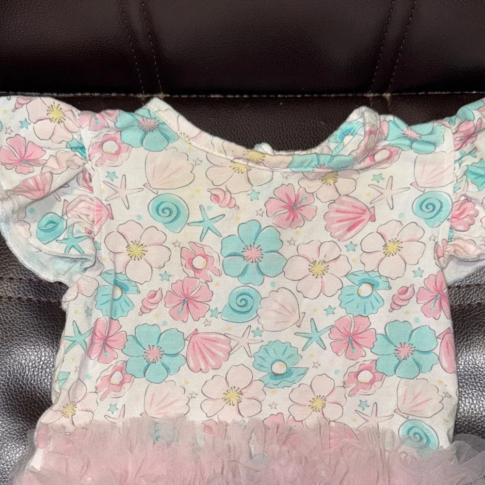 Floral Diaper Cover with Pink Tulle Accent